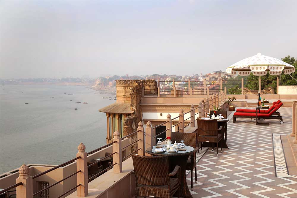Terrasse, Brijrama Palace, Varanasi, Indien Reise