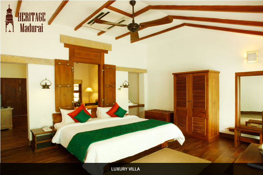 Schlafbereich der Luxury Villa, Heritage Madurai, Indien Reisen