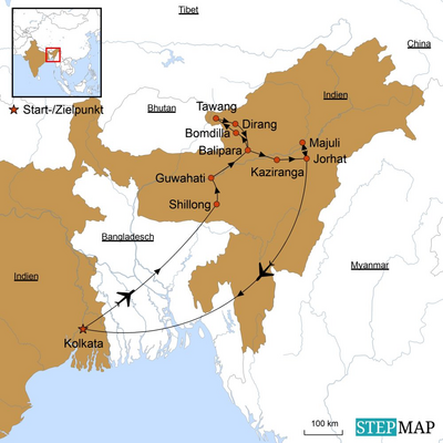 Reiseverlauf, Ostindien Reise, Stepmap