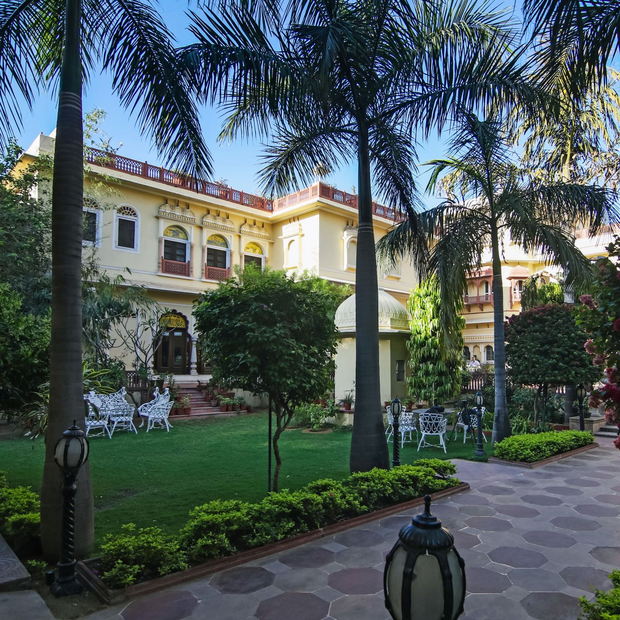 Garten, Alsisar Haveli, Jaipur, Indien Rundreise
