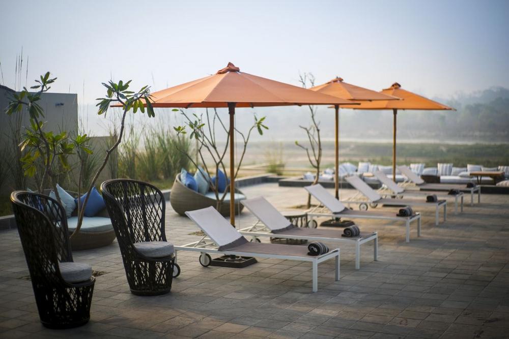 Terrasse, Meghauli Serai, Nepal Reisen