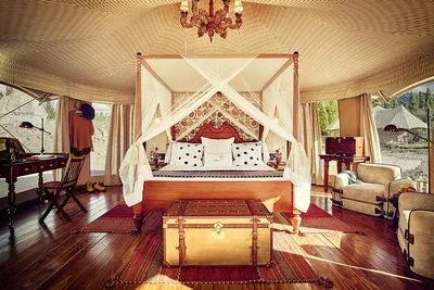 Luxusschlafzimmer, Chamba Camp Thiksey, Indien Luxusreise, Glamping
