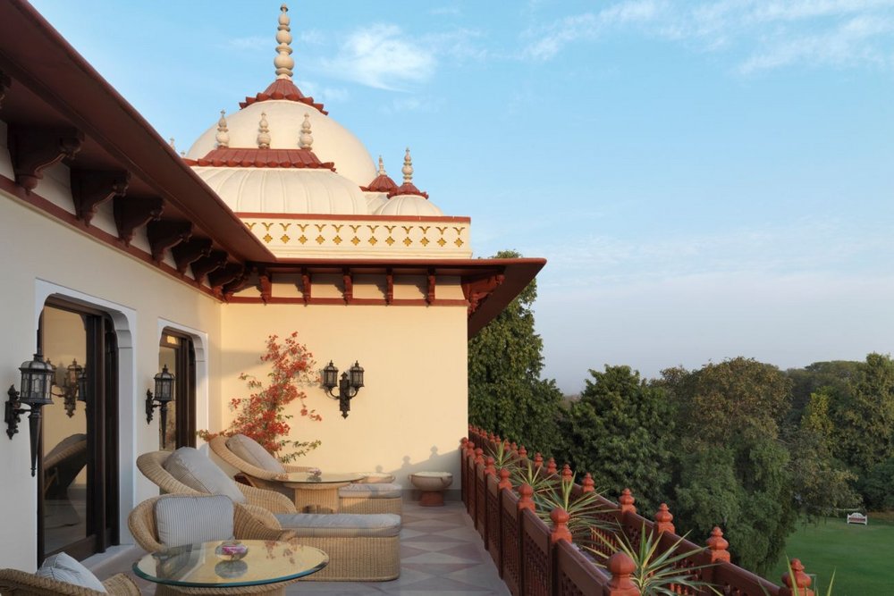 Privatreise Indien, Terrasse, Rambagh Palace, Jaipur, Indien