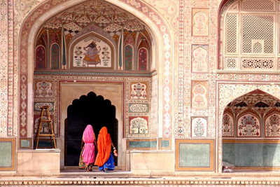 Amber Fort, Jaipur, Indien Rundreise, Frauen