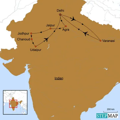 Karte, Nordindien Behind The Scenes, Indien Rundreise