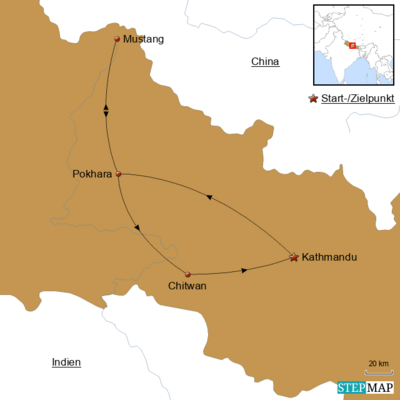 Reiseverlauf, Nepal Reise, In Style, Stepmap