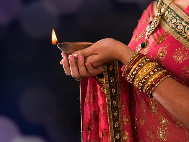 Öllampe, Diwali Festival, Indien Rundreise