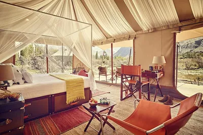 Schlafzimmer, Champa Camp Diskit, Ladakh, Indien Luxusreise, Natur
