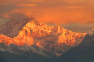Kanchenjunga Tiger Hill, Darjeeling, Indien Kulturreise, Sonnenuntergang