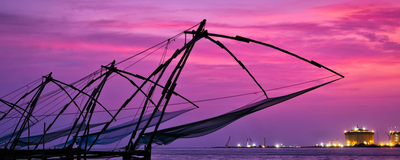 Fischernetze in Kochin, Indien Reise