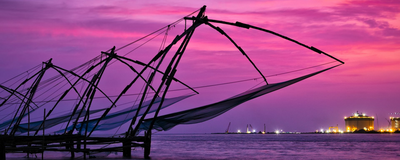 Fischernetze in Kochin, Indien Reise