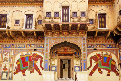 Havelis Mandawa Dorf, Rajasthan, Indien Reise, Kunst