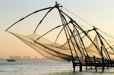 Fischernetze in Kochi, Südindien Reise, Indien Reisen
