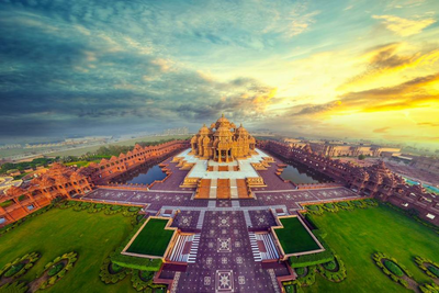 Akshardham Tempel, Indien Reise, Sonnenuntergang
