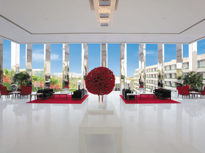 Eindrucksvolle Lobby, The Oberoi Gurgaon, Indien Reise