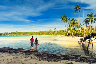 Strand in Goa, Indien Rundreise, Paar