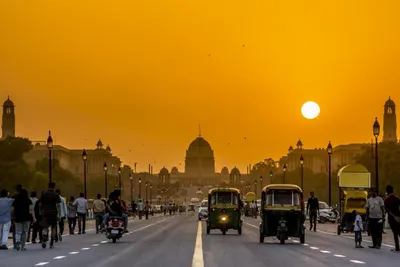 Neu Delhi bei Sonnenuntergang, Indien Luxusreise, Bhavan