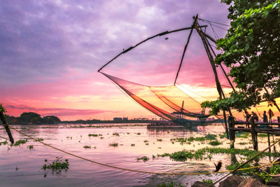 Küste von Kochi, Indien Yoga Reise
