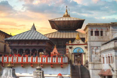 Pashupatinath Tempel in Kathmandu, Nepal und Indien Rundreise, Sonnenuntergang