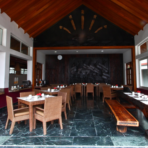Offenes Restaurant, Hotel Vivor, Kohima, Indien Rundreise